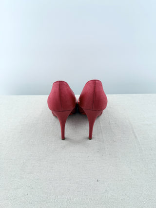 Christian Louboutin leather and cork platform peep toe pumps, 36