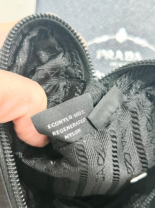 Prada Small Black Coin Purse Pouch w/silver Prada logo