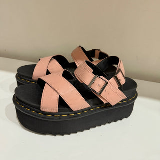 Dr. Martens Voss II Athena Leather Strap Platform Sandals Peach Beige Women's 9
