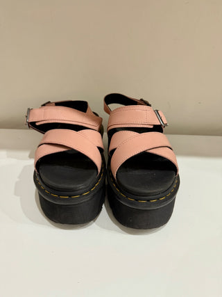 Dr. Martens Voss II Athena Leather Strap Platform Sandals Peach Beige Women's 9