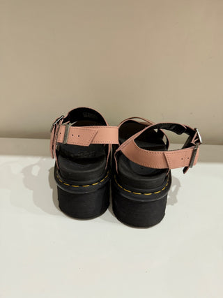 Dr. Martens Voss II Athena Leather Strap Platform Sandals Peach Beige Women's 9