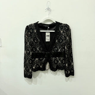 Yosikoye Silk & Lace Long Sleeve Short Open Jacket Black Women's 6 UK / 2 US