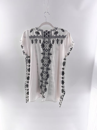 Johnny Was "Sean" Embroidered V-Neck Tunic, S