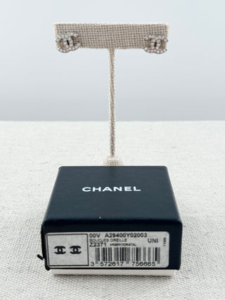 Chanel boucles oreille rhinestone CC stud earrings