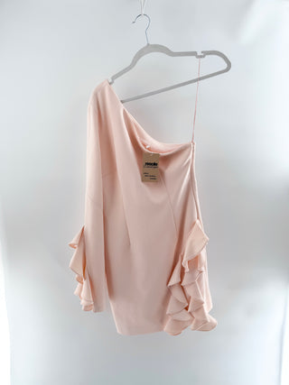 5a7 Cinq à Sept Asymmetrical One Shoulder Mini Dress with Ruffles Light Pink 4