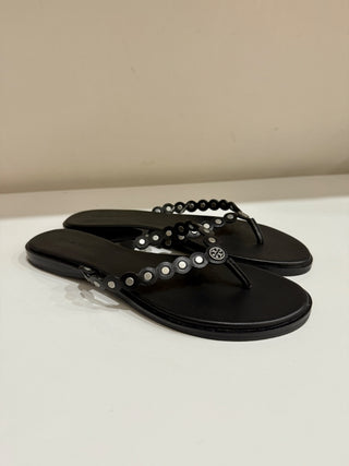 Tory Burch black flat sandals, 9.5