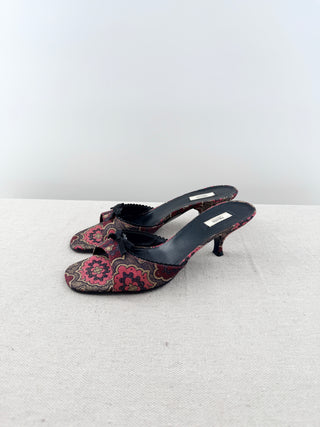 Prada vintage low heel jacquard slides, 37