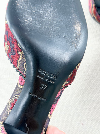 Prada vintage low heel jacquard slides, 37