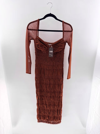 Self-Portrait Shirred Power Mesh Midi Dress, 4