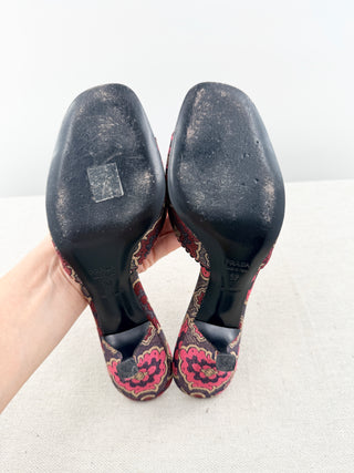 Prada vintage low heel jacquard slides, 37