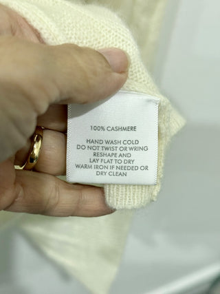 White + Warren 100% Cashmere Long Sleeve Open Front Cable Knit Cardigan Cream S