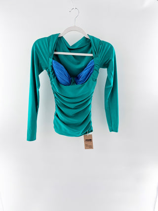 Lirika Motoshi ruched stretchy 2 color top, S