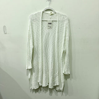 Eileen Fisher Long Sleeve Knit Open Front Long Cardigan Sweater White Women's L