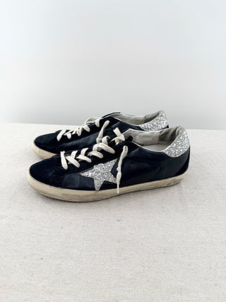 Golden Goose leather and suede sneakers superstar with silver star, 39