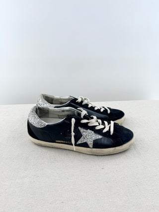 Golden Goose leather and suede sneakers superstar with silver star, 39