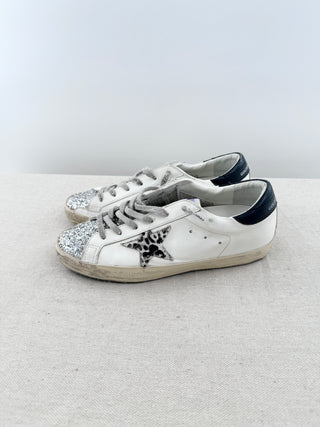 Golden Goose super star leather sneakers with animal print star, 39