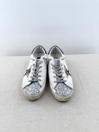 Golden Goose super star leather sneakers with animal print star, 39