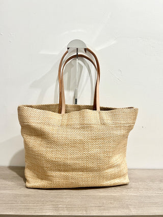 Prada raffia logo tote bag