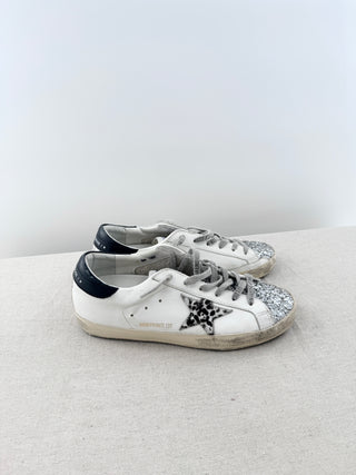 Golden Goose super star leather sneakers with animal print star, 39