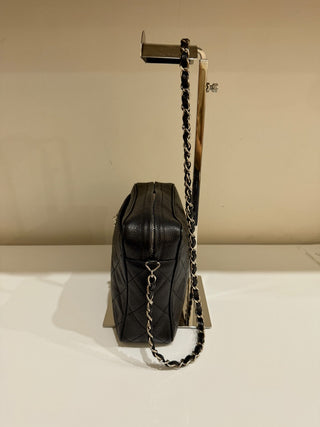 Chanel Caviar Black Leather Silver Hardware Small Shoulder Camera Bag