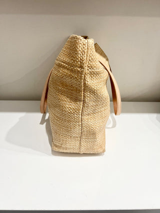 Prada raffia logo tote bag