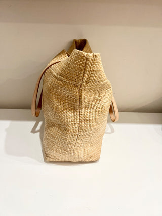 Prada raffia logo tote bag