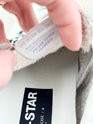 Golden Goose super star leather sneakers with animal print star, 39