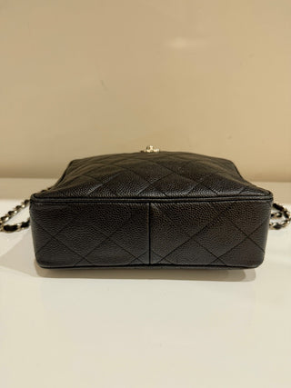Chanel Caviar Black Leather Silver Hardware Small Shoulder Camera Bag