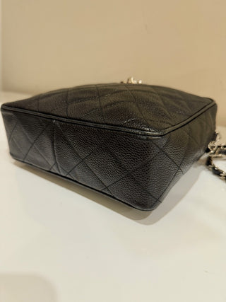 Chanel Caviar Black Leather Silver Hardware Small Shoulder Camera Bag
