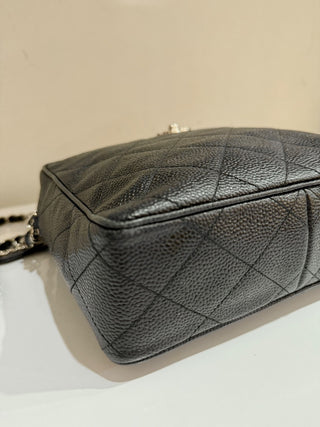 Chanel Caviar Black Leather Silver Hardware Small Shoulder Camera Bag