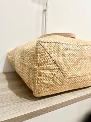 Prada raffia logo tote bag