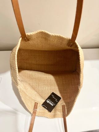 Prada raffia logo tote bag