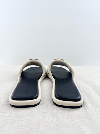 Tory Burch leather logo flat sandals, 8.5
