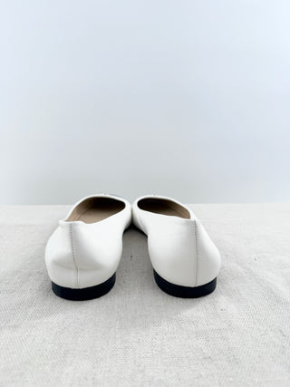 Jimmy Choo leather and patent leather logo flat ballerinas, 8.5