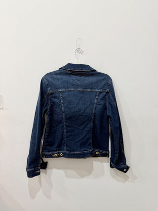 NWT Tommy Hilfiger Long Sleeve Dark Wash Denim Trucker Jacket Blue Women's Small