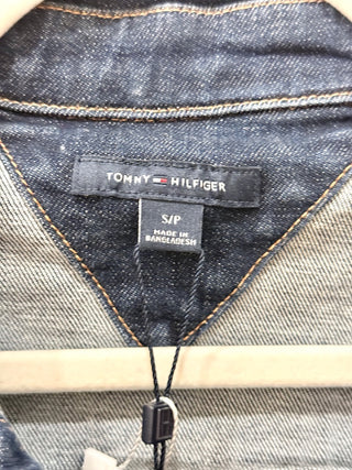 NWT Tommy Hilfiger Long Sleeve Dark Wash Denim Trucker Jacket Blue Women's Small