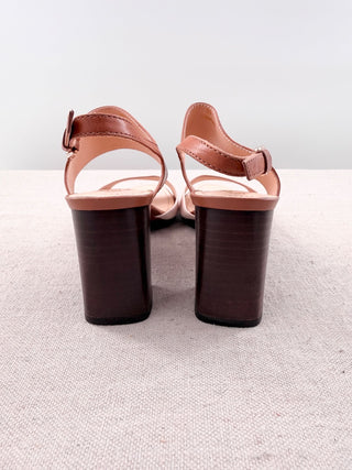 Tod's Two-Tone Leather Block Heel Slingback Sandals Brown White Women's EU 37