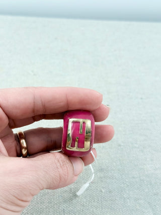 Fendi chunky monogram resin ring, M
