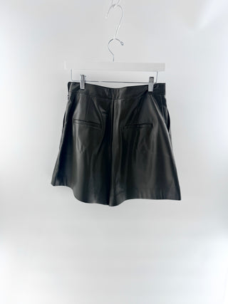 Sundays Olive green faux leather shorts, M