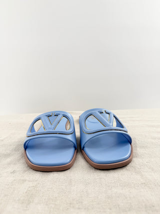 Valentino vlogo flat leather sandals, 38.5