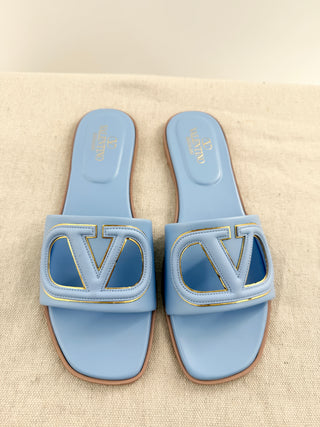 Valentino vlogo flat leather sandals, 38.5