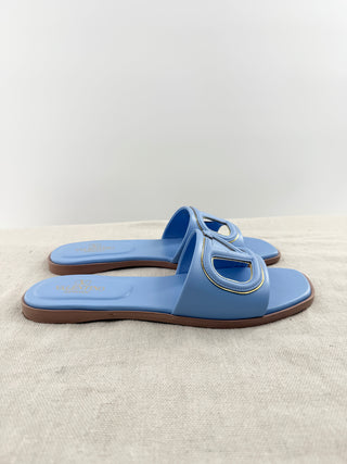 Valentino vlogo flat leather sandals, 38.5