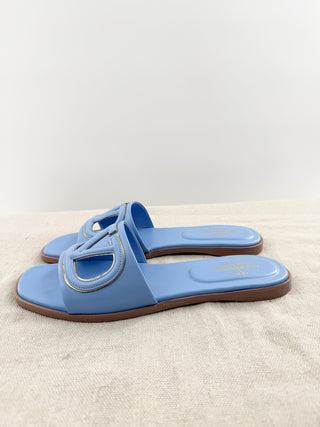 Valentino vlogo flat leather sandals, 38.5