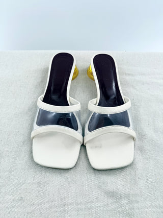 Staud low heel leather sandals with acrylic heel, 38