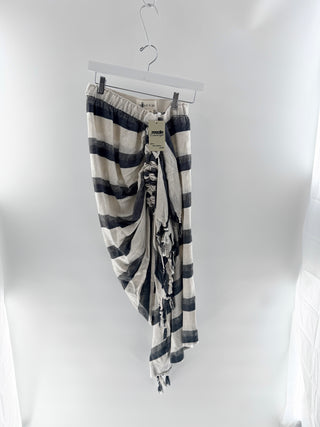 Just Bee queen Striped linen wrap sarong skirt, L