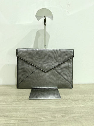 Rebecca Minkoff envelope leather clutch with metal trim
