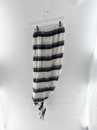 Just Bee queen Striped linen wrap sarong skirt, L