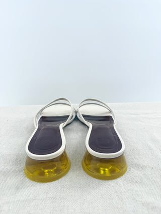 Staud low heel leather sandals with acrylic heel, 38