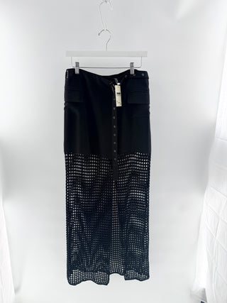 Nonchalant Black belted mesh maxi skirt, M