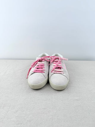 Saint Laurent SL-06 Signature Court Suede Sneakers White Pink Womens EU 38.5